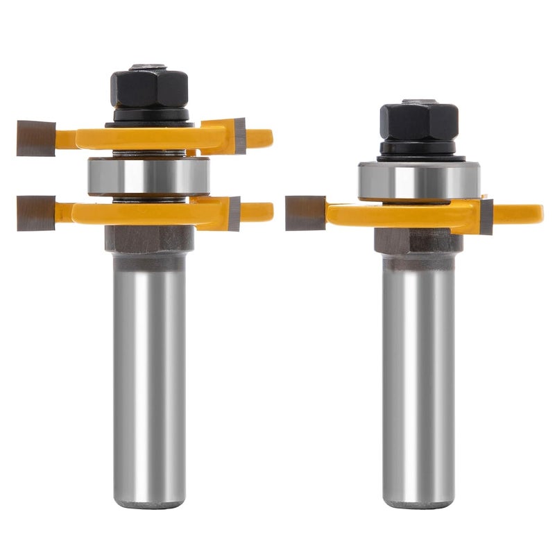 MDBTTOOLS 3 Edge T Joint Router Bit, Lock Miter Woodworking Bit for Cabinet, Rabbeting & Tongue & Groove (Router Bit-1/2 Inch -3 Edged T-Shaped) - Image 1